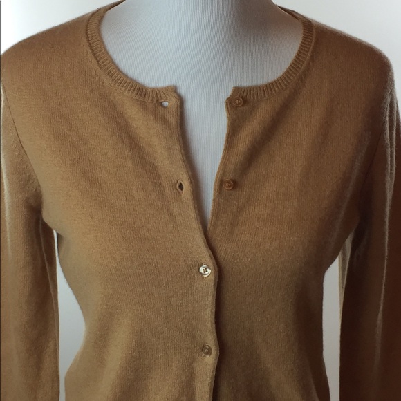 Camel colored cashmere small cardigan - Picture 2 of 5